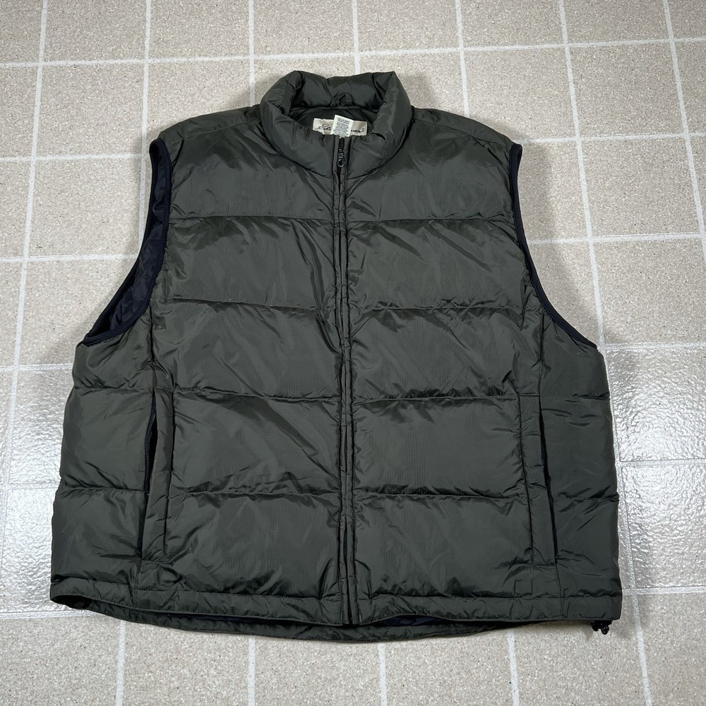 Vintage Eddie Bauer Men's Goose Down Puffer Vest Size 2XL Olive Military Green
